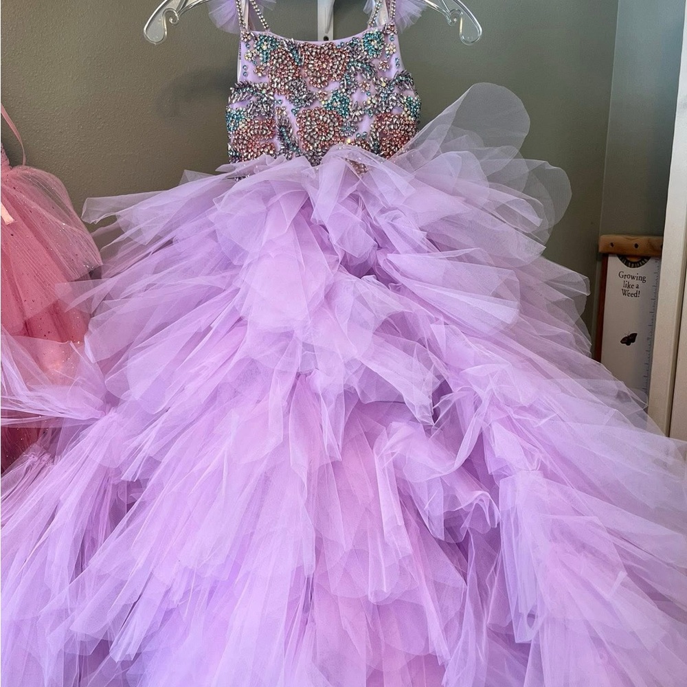 Lavender Beaded Tulle Dress - Picture 2 of 3
